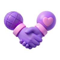 3D Render of Two Hands Shaking, One With a Heart on its Head png