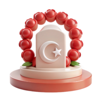 Crescent Moon and Star Symbol on a Pedestal with a Red Circle of Orbs png