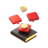 Book with Speech Bubbles 3D Rendering of Communication and Knowledge png