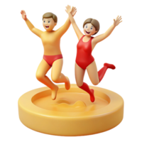 Jumping for Joy 3D Characters in a Pool png