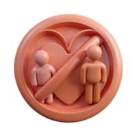 No Love Allowed Red Circle with Crossed-Out Heart and Two Figures png