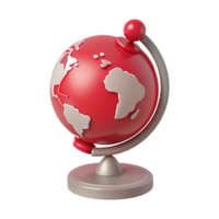 Red Globe Model with Continents png