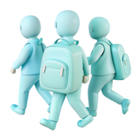 Back to School Three Students Walking with Backpacks png