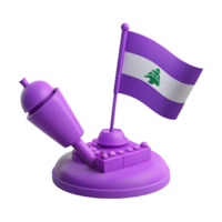 Purple 3D Model of a Flag with a Cedar Tree on a Circular Base png