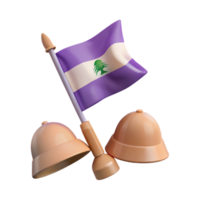 3D Render of a Flag and Two Bells png