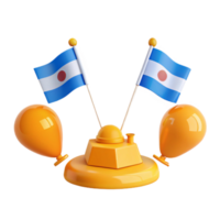 3D Render of a Yellow Base with Two Flags and Balloons png