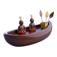 Two 3D Chocolate Characters in a Boat png