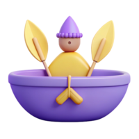 3D Render of a Person in a Boat with Oars png