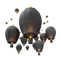 Illuminated Sky Lanterns Floating in the Night png