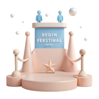 3D Render of a Stage with Two Figures and a Star png