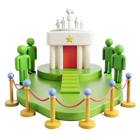 3D Rendering of a Building with People Waiting in Line png