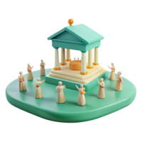 3D Render of a Religious Structure with Figures png