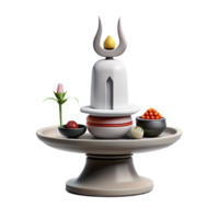 3D Render of a Symbolic Offering with a White Lingam on a Pedestal png