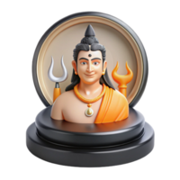 3D Rendering of a Hindu Deity with a Trident and a Flame Symbol png