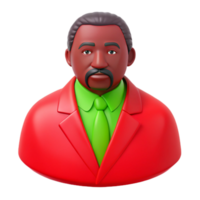 3D Rendered Cartoon Man in Red Suit and Green Tie png
