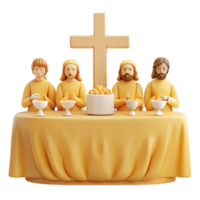 Last Supper with Cross 3D Rendering png