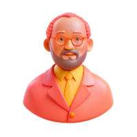 3D Render of a Smiling Man with a Beard Wearing Glasses and a Suit png