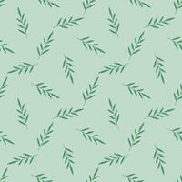 Pattern with green leaves on light green background, spring seamless pattern vector