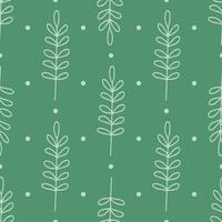 Seamless pattern with polka dot leaves on a tight green background. Botanical pattern vector