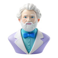 3D Render of a Man with a White Beard and a Blue Bow Tie png