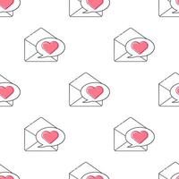 Valentine's Day Letter and Heart Pattern, Seamless Pattern vector
