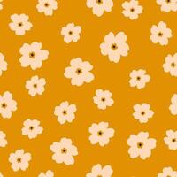 Abstract floral ear on a mustard background with small flowers. Infinite texture vector