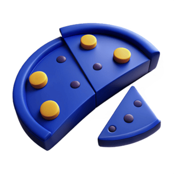 3d render do uma azul pizza com amarelo e roxa coberturas png