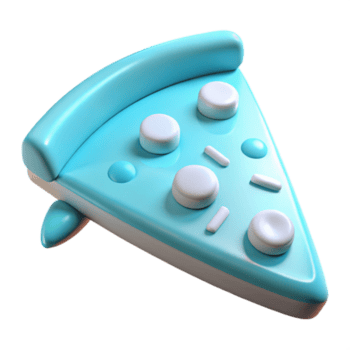 3d render do uma azul e branco pizza fatia png