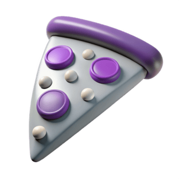 3d rendido pizza fatia com roxa coberturas png