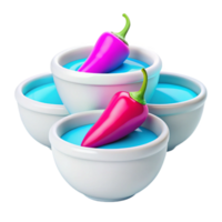 Stack of Bowls with Chili Peppers png