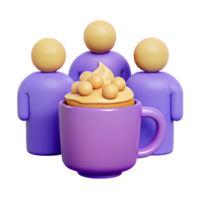 Group of 3d People Gathering Around a Cup of Coffee png