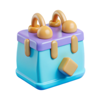 3D Rendered Cartoon Toolbox with Purple Lid and Blue Body png
