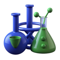 3D Render of Laboratory Beaker and Flasks png