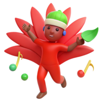 3D Cartoon Character Dancing With Music Notes png