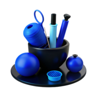 Blue and Black 3D Rendered Objects on a Platform png