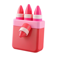 Set of Three Crayons in a Red Container png