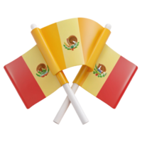 Two Crossed Flags of Bolivia, Yellow and Red with Coat of Arms png