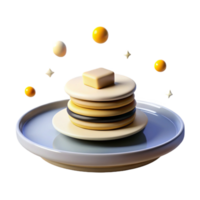 Buttery Stack of Pancakes with Whimsical Elements png