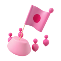 3D Render of Pink Flag with Circle on a Platform png