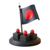3D Render of a Flag with a Red Circle on a Black Background png