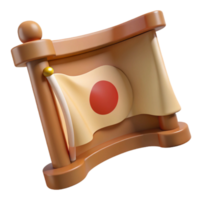 3D Render of a Japanese Flag on a Wooden Stand png