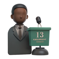 3D Illustration of a Speaker at a Podium with a Number 13 png