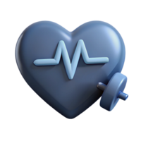 Heart Rate Monitor with Dumbbell - 3D Render png