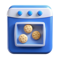 Baked Cookies in an Oven 3D Render png