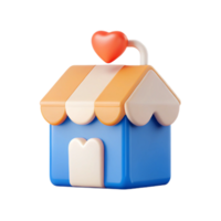Cute 3D Render of a Store with a Heart on Top png