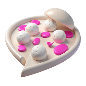 3d rendido pizza com Rosa coberturas e branco crosta png