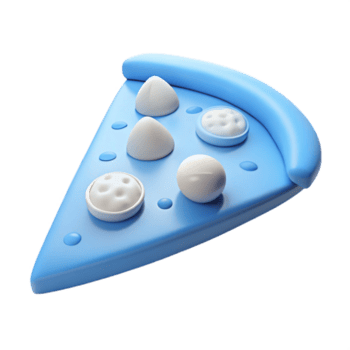 azul pizza fatia com branco coberturas 3d render png