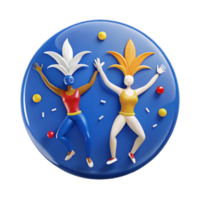 3D Render of Two Figures in Festive Costumes Dancing png