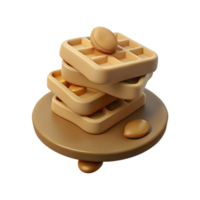 Stack of Golden Waffles with Caramel Topping png