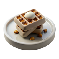 Stack of Waffles with Butter and Syrup png